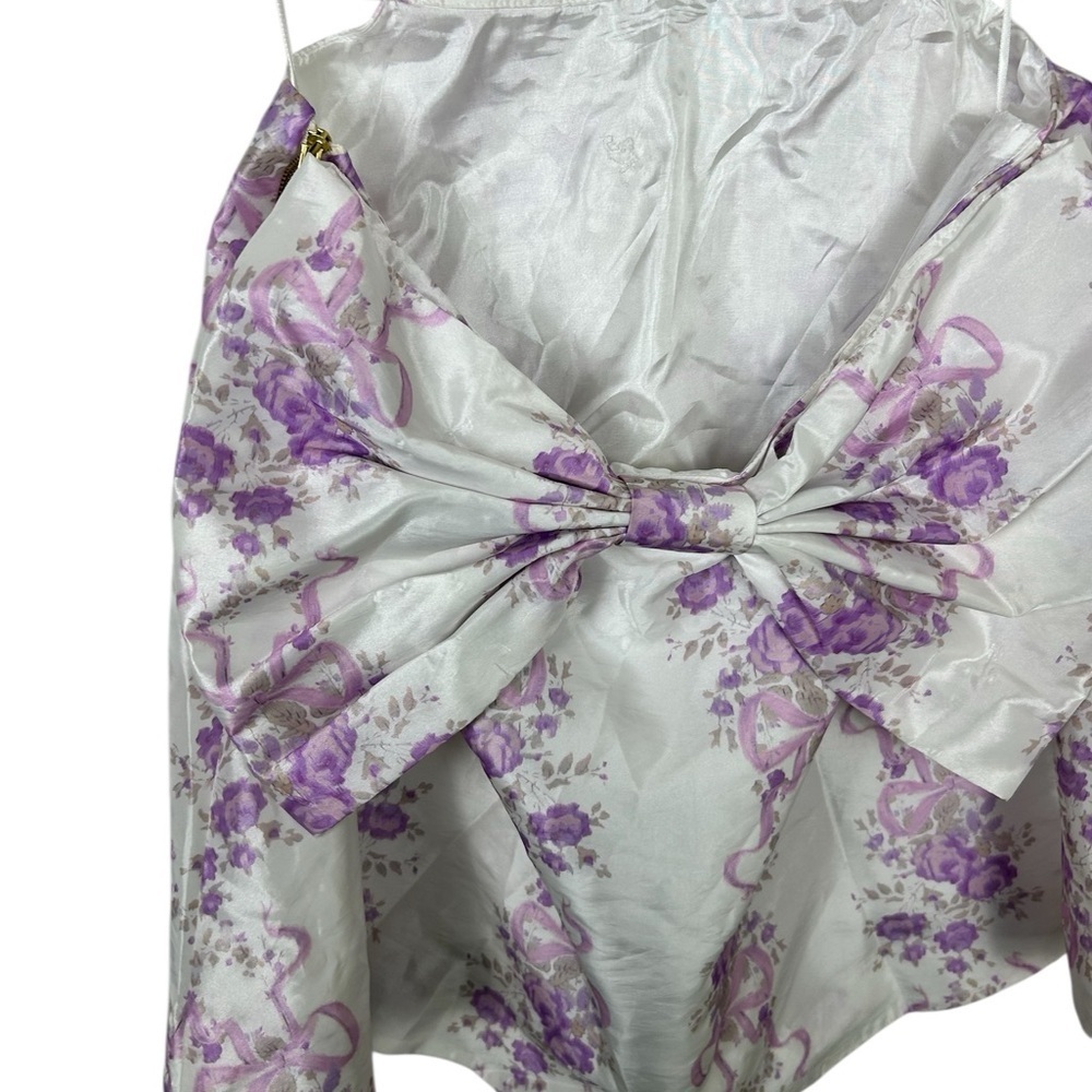 LoveShackFancy Floral Mini Dress SZ 10 White Purple Romantic A-Line Designer - Picture 9 of 12
